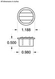 1" Round Plastic vent, black - bag of 6