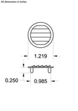1" Round No screen vent - tab style, black - bag of 6