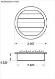 2.5" Round No screen vent, black - bag of 4