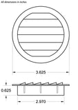 3" Round Plastic vent, brown - bag of 4