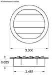 2.5" Round Plastic vent, white - bag of 4
