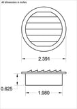 2" Round No Screen vent, mill - bag of 6