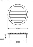 3" Round No Screen vent, mill - bag of 4