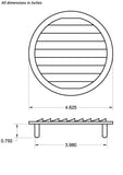 4" Round No screen vent - tab style, mill - bag of 4