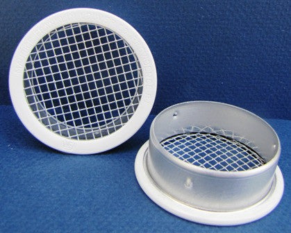 4" Round Open Screen Vent w 1/8" mesh, white