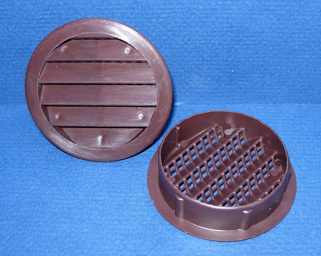 2.5" Round Plastic vent, brown - bag of 4