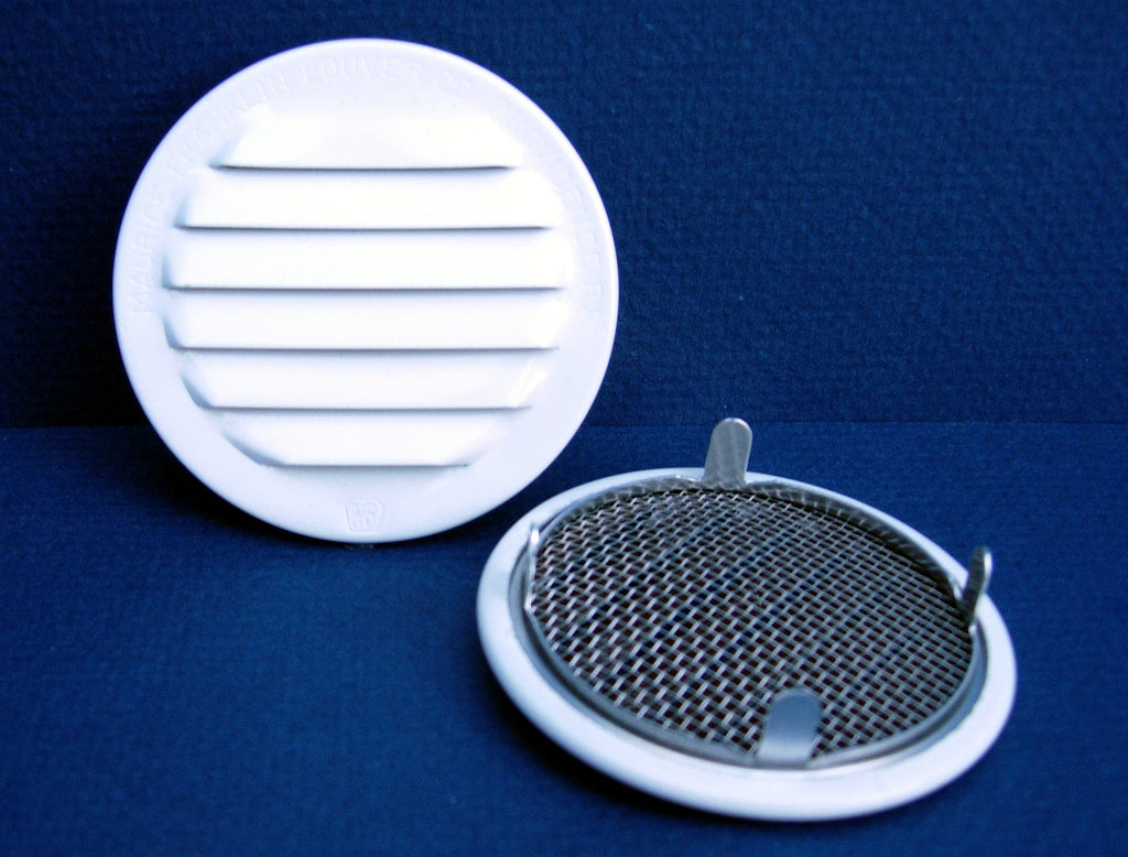 1" Round Screened Vent - tab style, white